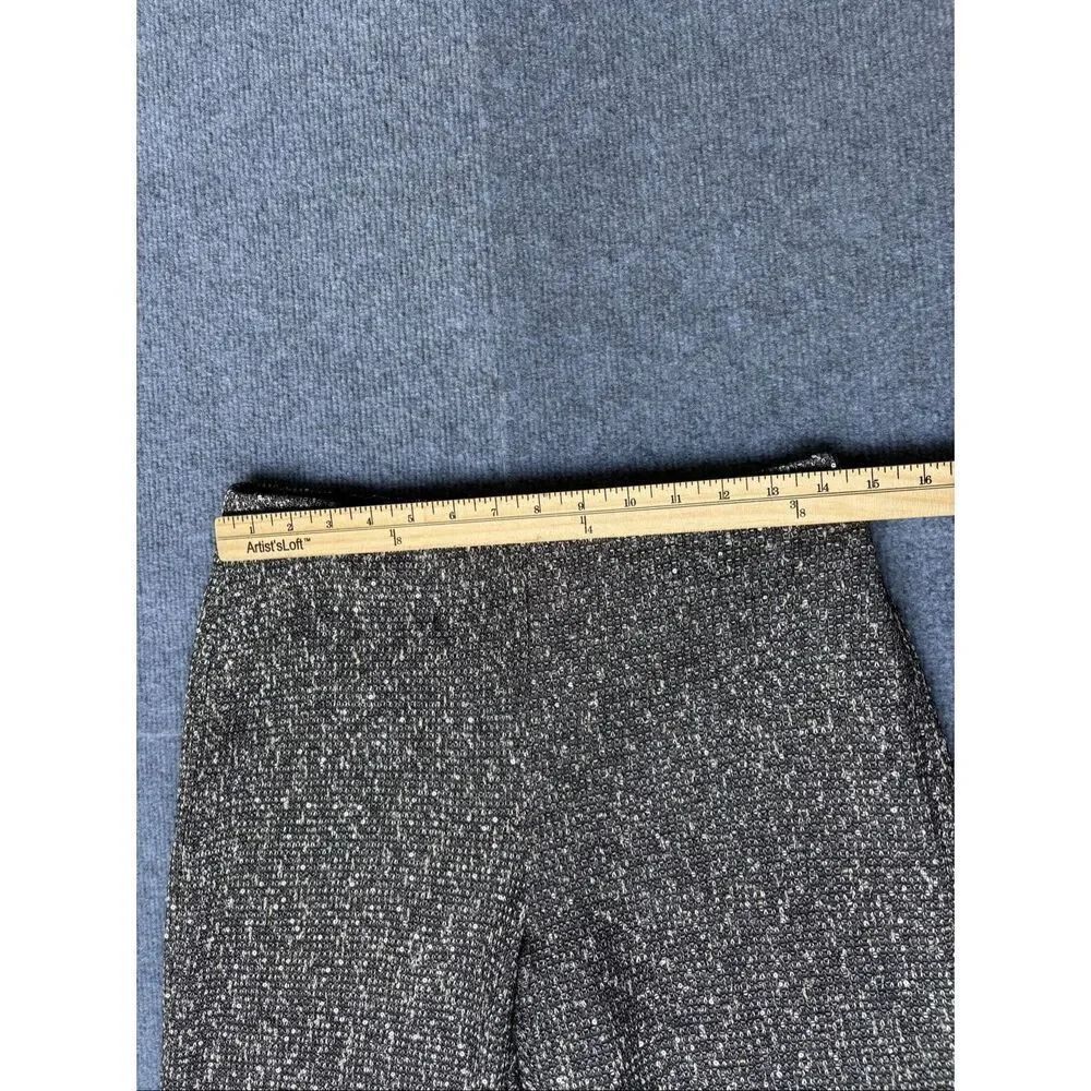 J. McLaughlin Tweed Sequin Knit Pants Size 4 Gray Straight Leg Pull On Stretch - Picture 7 of 10